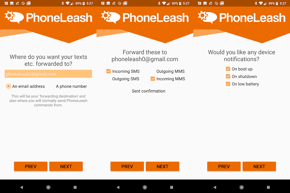 PhoneLeash Transférer Automatiquement Ses SMS Vers Sa Boite Mail ou Un Autre Numéro